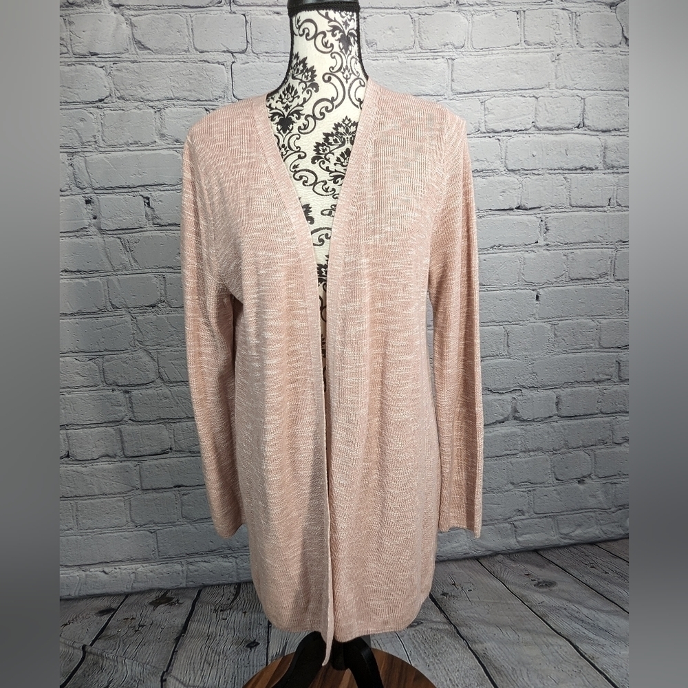J Jill women's long sleeve stretch knit open front size large cardigan b18